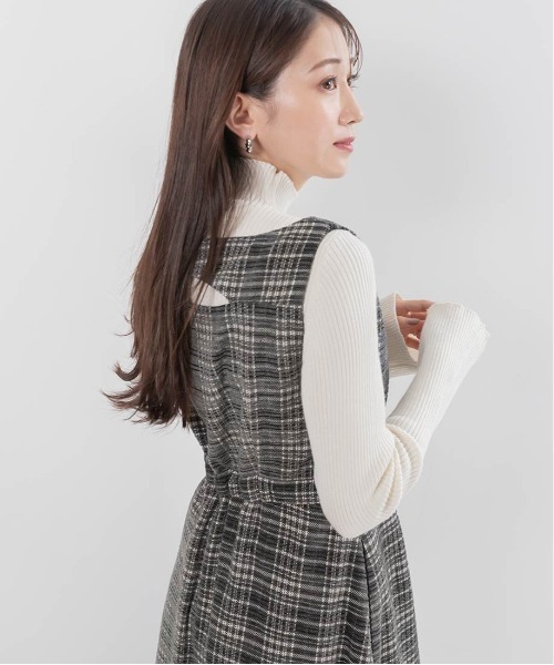 RANDA ワンピース モノトーンビックチェック柄ワンピース