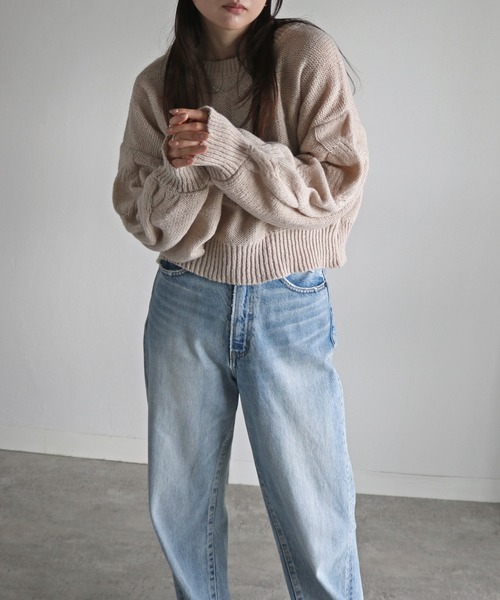 ニット セーター バルキー編みニット レディース STYLEBLOCK ニット セーター バルキー透かし編みニット