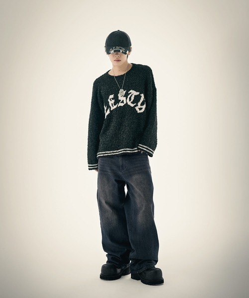 セーター ニット リボンヤーングラフィックニット メンズ レディース