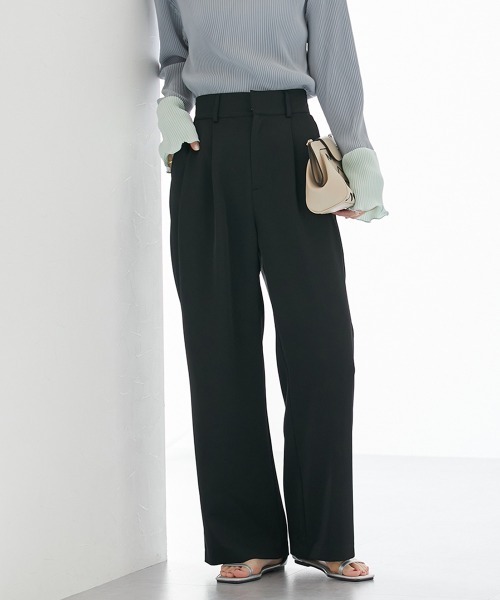 ニッセン（nissen） ワイドパンツ スラックス パンツ フロントタック入