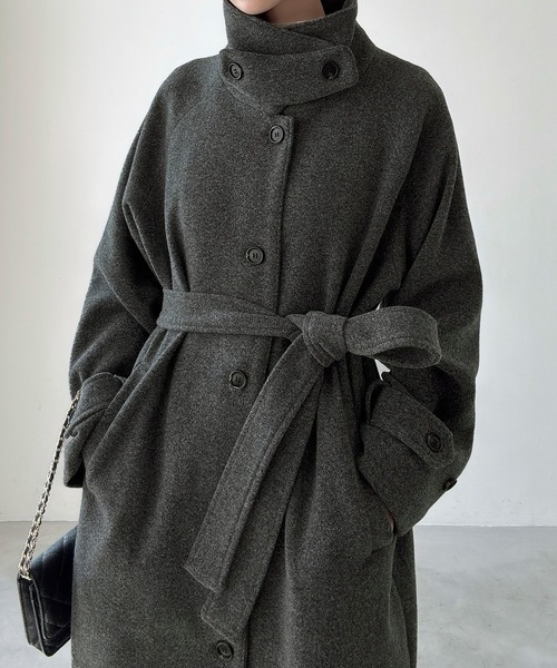 Meiru ステンカラーコート コート ルーズステンカラーコート