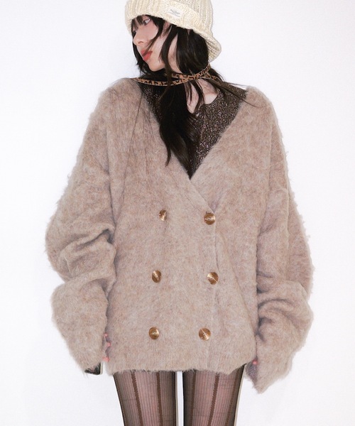 igi カーディガン DOUBLE BREASTED MOHAIR LIKE CARDIGAN／モヘア