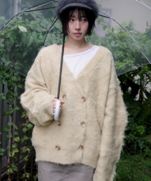 igi カーディガン DOUBLE BREASTED MOHAIR LIKE CARDIGAN／モヘア
