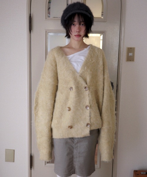 igi カーディガン DOUBLE BREASTED MOHAIR LIKE CARDIGAN／モヘア
