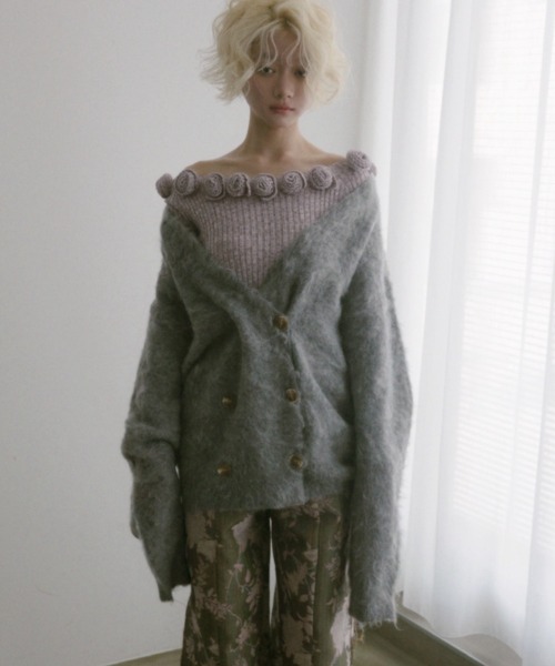 igi カーディガン DOUBLE BREASTED MOHAIR LIKE CARDIGAN／モヘア