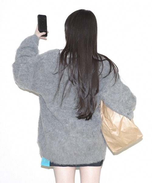 カーディガン mohair like long knit cardigan レディース igi カーディガン DOUBLE BREASTED MOHAIR LIKE CARDIGAN