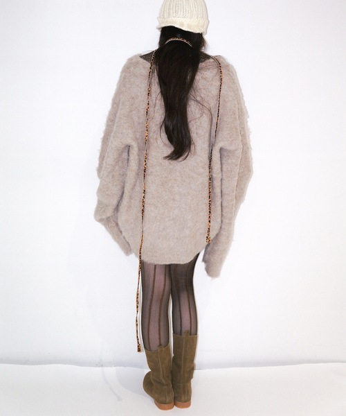 カーディガン mohair like long knit cardigan レディース igi カーディガン DOUBLE BREASTED MOHAIR LIKE CARDIGAN