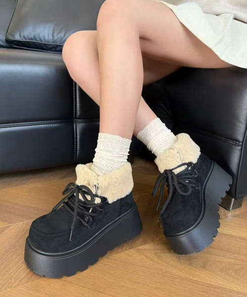 AsRiRe ブーツ web限定色追加/厚底シュートムートンブーツ レディース