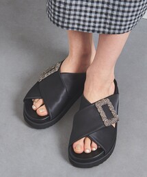 UNITED ARROWS サンダル サテン ビジュー クロス レディース
