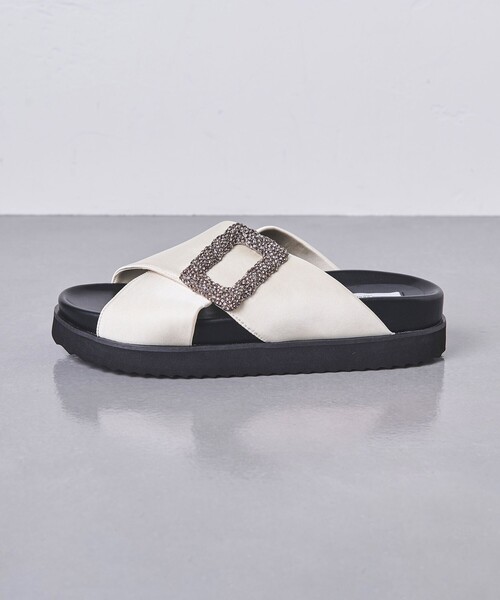 UNITED ARROWS サンダル サテン ビジュー クロス レディース
