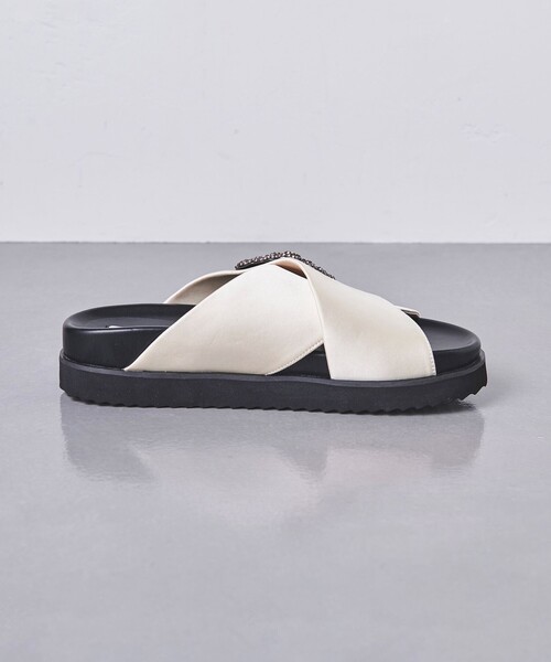 UNITED ARROWS サンダル サテン ビジュー クロス レディース
