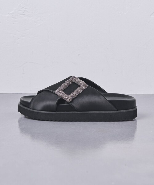 UNITED ARROWS サンダル サテン ビジュー クロス レディース