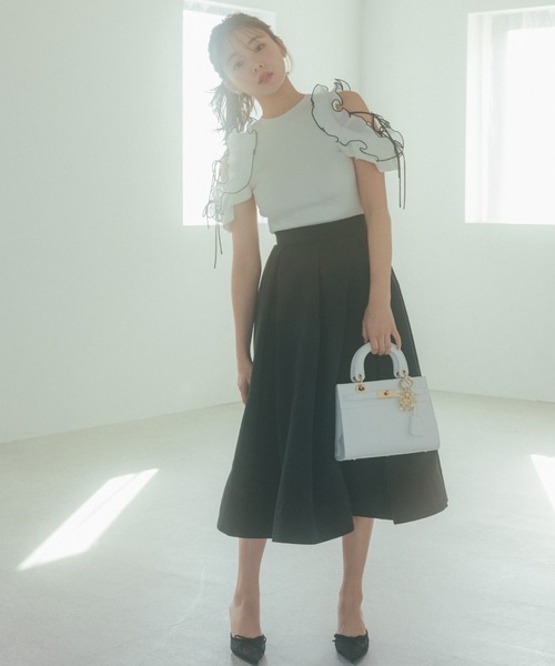 SNIDEL Sustainableプリーツフリルニットプルオーバー 25ss SNIDEL ニット セーター プリーツフリルニットプルオーバー
