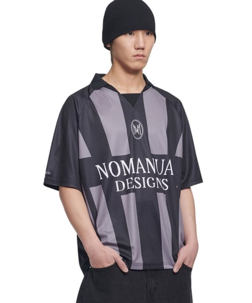 ポロシャツ ポロ A'GEM/9 × .kom 「NOMANUAL/ノーマニュアル」 STRIPE FOOTBALL SHIRT/ストライプ フットボ NOMANUAL ポロシャツ ポロ A'GEM/9 × .kom 「NOMANUAL/ノー