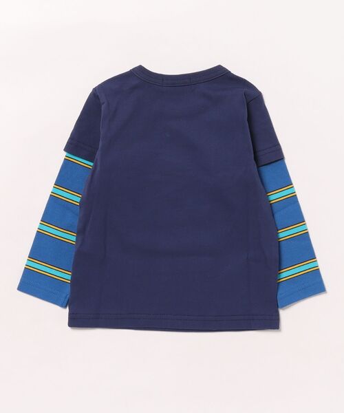 KP BOY tシャツ レイヤード風電車ワッペン長袖Tシャツ(80-130