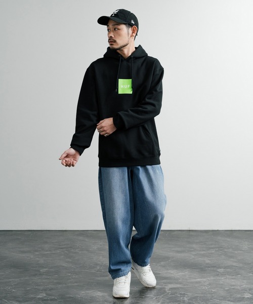 【即納】ハフ パーカー HUF SET BOX HOODIE プルオーバー 人気 HUF パーカー ハフ SET BOX HOODIE オーバーサイズ裏起毛ロゴ