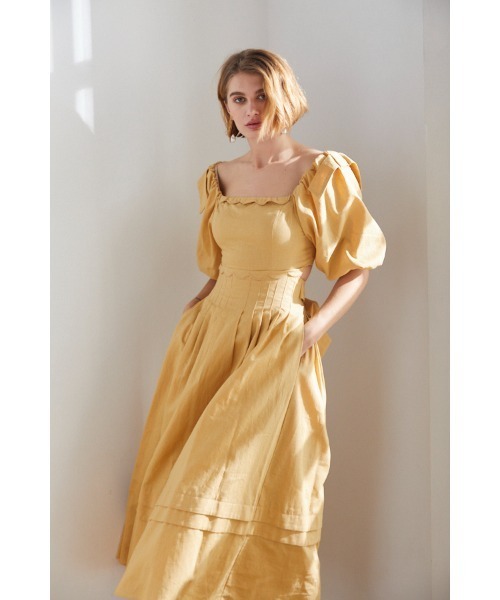 Estella.K ワンピース Sweetheart Linen Long Dress スカラップ