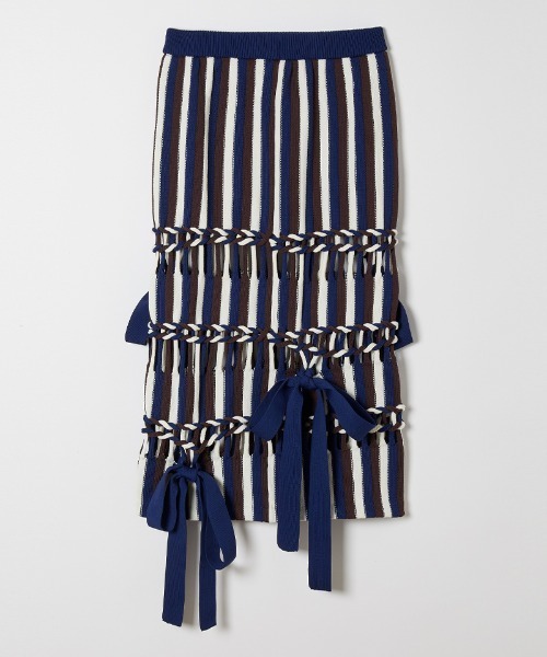 スカート leinwande Braids Stripe Knitted Skirt セール】Braids Stripe Knitted Skirt（スカート）｜leinwande