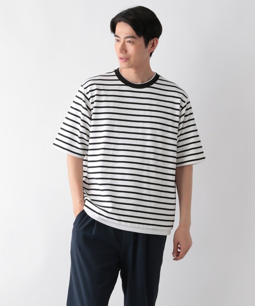 GLOBAL WORK tシャツ クルーネックレイヤード/半袖/一部店舗限定