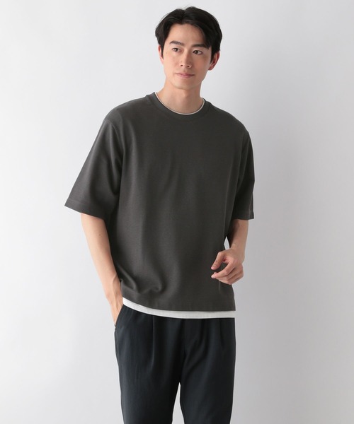 GLOBAL WORK tシャツ クルーネックレイヤード/半袖/一部店舗限定