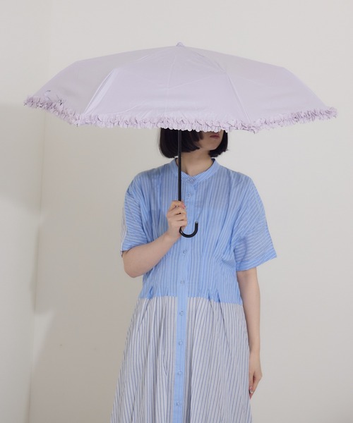 コスメオタ★晴雨兼用傘　折りたたみ日傘フリル　ライトブルー 楽天市場】日傘 折りたたみ フリル（カラーブルー）の通販