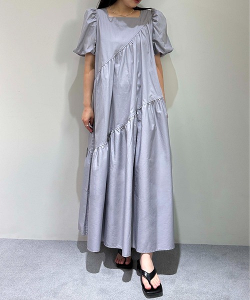 美品✨PLEATS PLEASE 斜め 変形 アシンメトリー ロングワンピース 1chaku. マルチサイズ ワンピース アシンメトリーポプリンロング