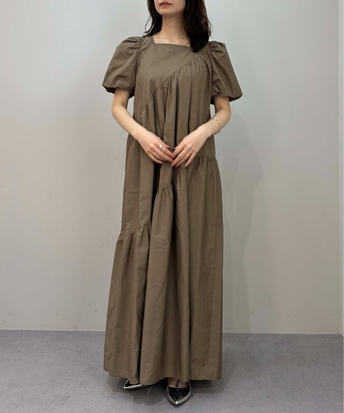 1chaku. マルチサイズ ワンピース アシンメトリーポプリンロング