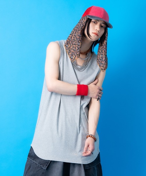 トップス pppp タンクトップ a.p.o.v. Uネックスーパービッグシルエットコットン