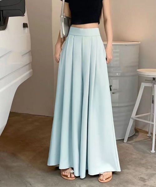 パンツ ハイウエスト プリーツワイドパンツ レディース : ZOZOTOWN