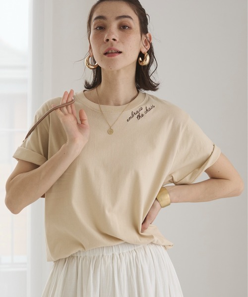 ANGIE tシャツ 刺繍 ロゴ Tシャツ (半袖） レディース