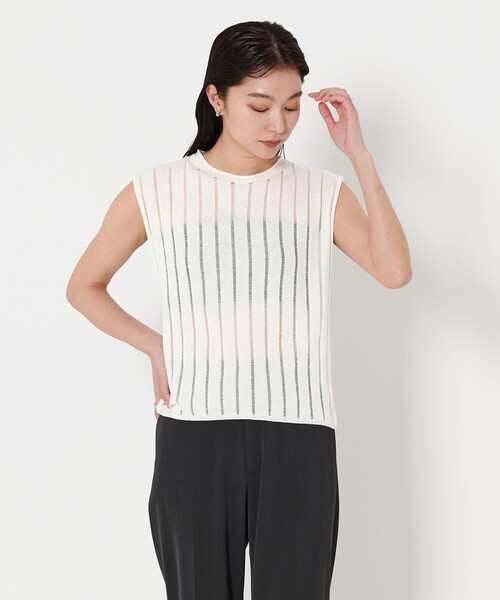 ニット セーター 「MARW UNITED ARROWS」シアー ストライプ ニット レディース