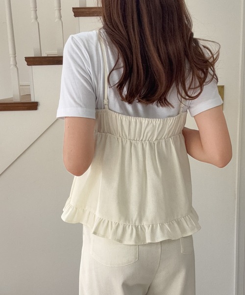 LAUIR（ラウアー） セットアップ リネン混フリルビスチェ+ワイドパンツ