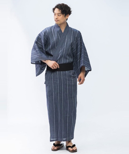 浴衣 5点セット しじら織り 帯 扇子 下駄 巾着 メンズ : ZOZOTOWN