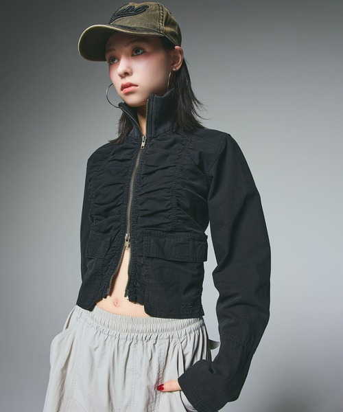 ｘ-GIRLのアウター X-girl ブルゾン アウター SHIRRING SHIRT JACKET レディース