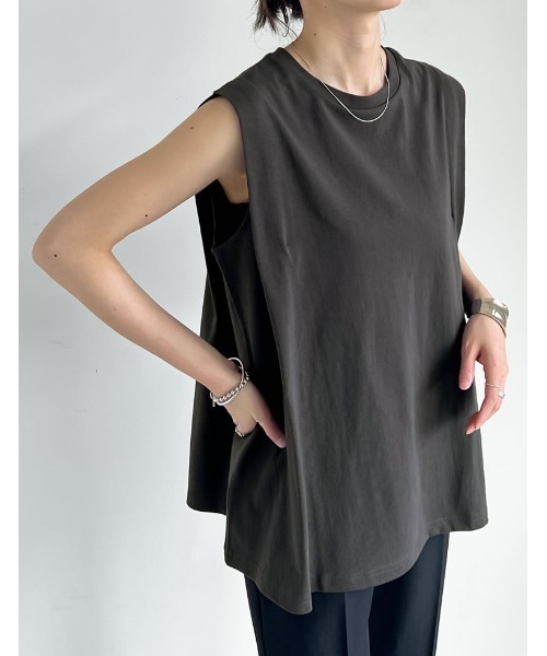 tシャツ AK+1 / タックショルダー ノースリーブTシャツ レディース Demi-Luxe BEAMS（デミルクス ビームス）AK+1 / タック