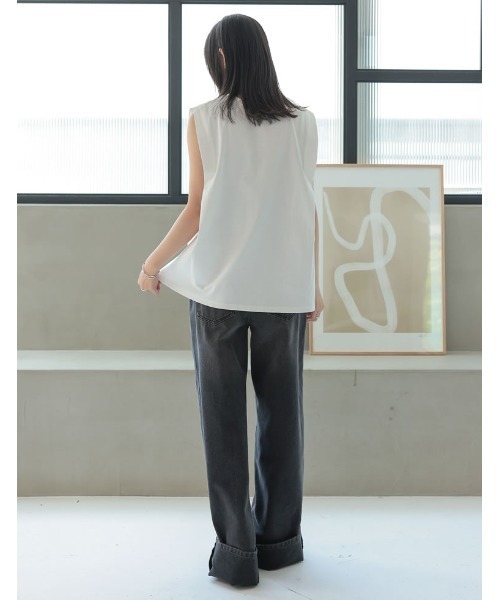 tシャツ AK+1 / タックショルダー ノースリーブTシャツ レディース Demi-Luxe BEAMS（デミルクス ビームス）AK+1 / タック