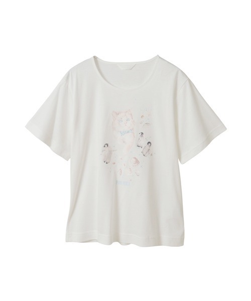 PINK HOUSE（ピンクハウス） tシャツ 半袖 さざ波とねこプリント
