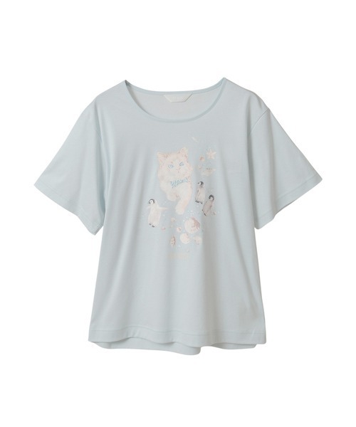 PINK HOUSE（ピンクハウス） tシャツ 半袖 さざ波とねこプリント