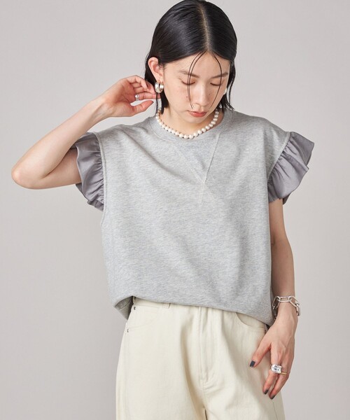 tシャツ SHIPS NINE CASE:「手洗い可能」ミニ 裏毛 フリル カットソー レディース