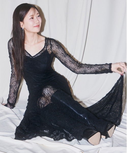 SNIDEL ドレス フロントギャザーレースドレス : ZOZOTOWN Yahoo