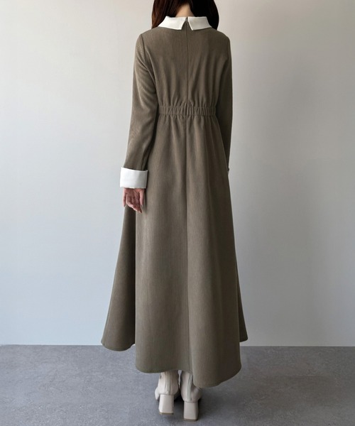 美品★定価6.4万 ADORE フォーギーコーデュロイワンピース mipiarl ワンピース バイカラーコーデュロイフレアワンピース