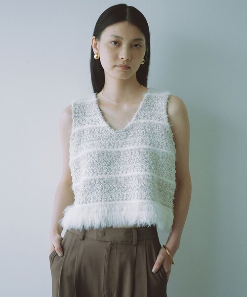 ベスト ジレ 「SEASONAL COLLECTION」フリンジ ミックス ベスト レディース