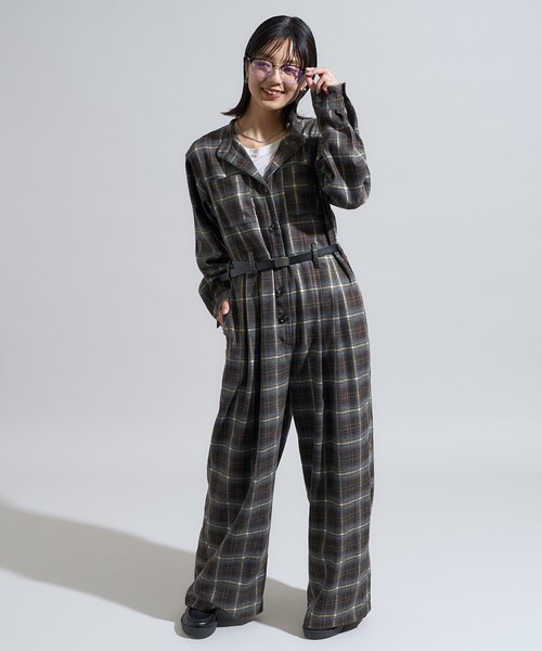 【もも】　FREAK'S STORE ￼オールインワン FREAK'S STORE オールインワン チェック ジャンプスーツ