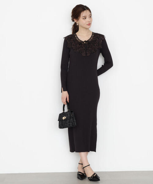 PROPORTION BODY DRESSING ワンピース ケープ風レース付きニット