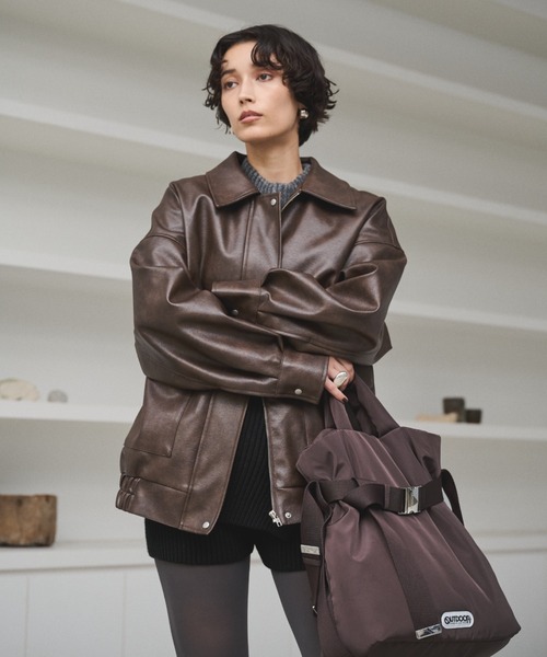 AIC. ブルゾン アウター クラッシュレザーカバーオールジャケット