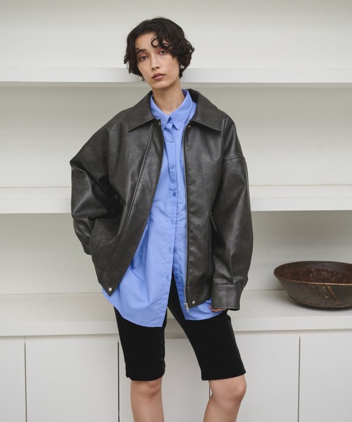 ジャケット・アウター ryo AIC. ブルゾン アウター クラッシュレザーカバーオールジャケット