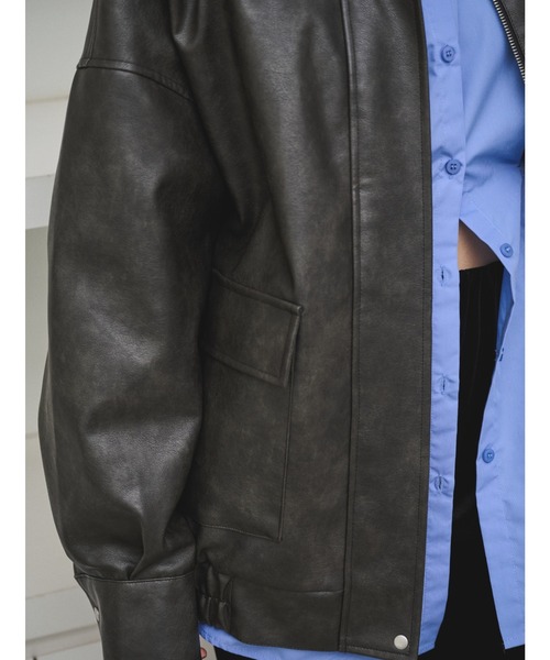 AIC. ブルゾン アウター クラッシュレザーカバーオールジャケット