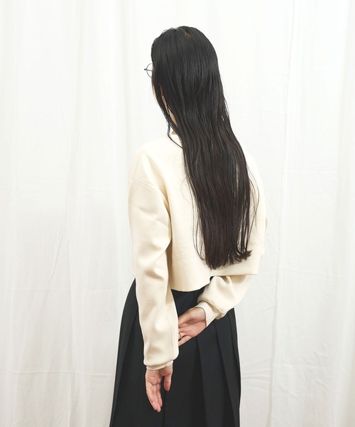 fig London  〇ESAGERATO　ショートカーディガン AMBIDEX Store コットン/ナイロン pleating short カーディガン(F クロ