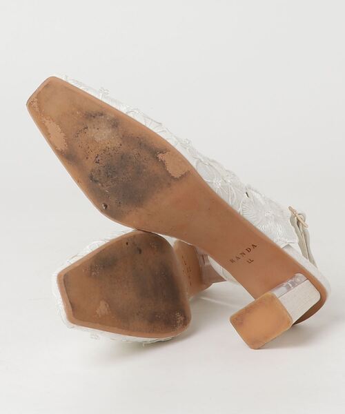 「RANDA」 ヒールサンダル LL ホワイト レディース_画像3