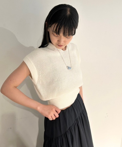 「emmi」 ノースリーブニット ONE SIZE ベージュ レディース_画像6